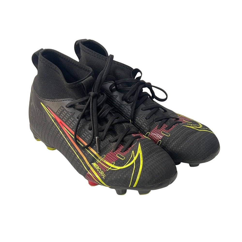 Nike Mercurial Kids Black Red Yellow Soccer Cleats Boys 3.5 Sportswear Athletic